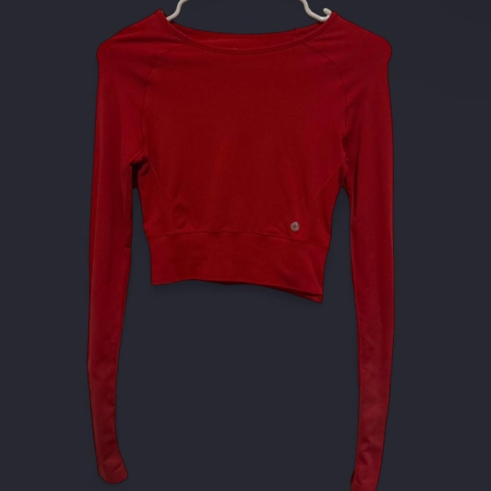 Red Long Sleeve Crop Top